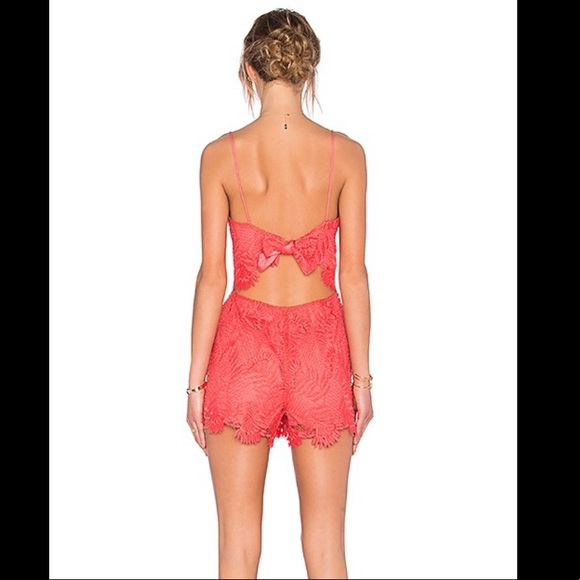 LOVERS + FRIENDS Songbird Romper in Coral • XS - Picture 3 of 7